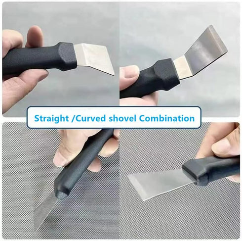 Metal Paint Scraper & Spatula tool QIANBEIY Stainless Steel Pan Scraper,Small Utility Cleaning Stiff Scraper for Window Recesses Floor and wallpap...