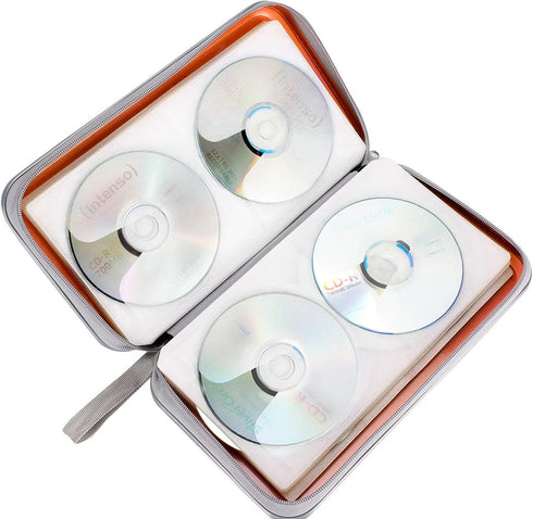 CD Case Holder, 80 Capacity CD/DVD Case Holders Wallet Hard Plastic CD DVD Disc Cases Storage Binder for Car Home Office Travel (Orange)...