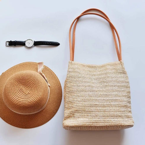 Straw Beach Bag Buckets Totes Handbag Shoulder Bag Tote Bag Women Summer Handbag...