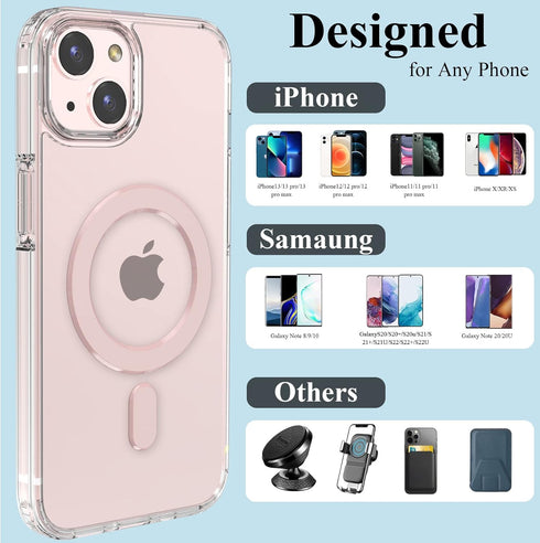 Universal MagSafe Ring, 2 PCS Magnet Sticker Magnetic Adapter Ring Compatible with Magsafe Accessories & Wireless Charging for iPhone 15/14/13/12/...