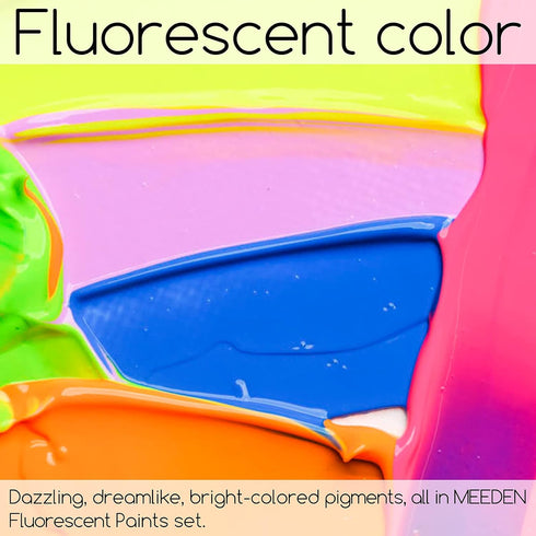 MEEDEN Fluorescent Acrylic Paint Set, Heavy Body Neon Acrylic Paint Tubes, 6 Colors 0.74 oz/22 ml, Glow in the Dark Acrylic Paints, Non Toxic Art ...