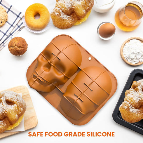 3d Skull Cake Molds for Baking, Cake Molds for Halloween, Food Grade Silicone DIY Large Skull Cake Pan for Birthday,Halloween and all parties....