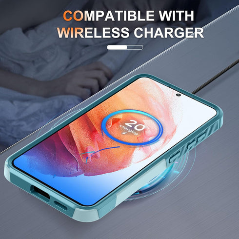for Samsung Galaxy S21 Case, Full Body Heavy Duty Rugged Shockproof Protective Phone Cover with Lanyard Strap, Tempered Glass Screen Protector and...