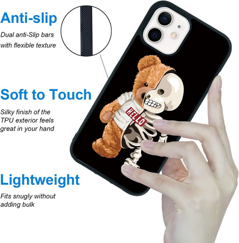 FANXI Skeleton Bear Phone Case Compatible with iPhone 12 Mini - Shockproof Protective Cute Cool Bear Designed for Case 12 Mini 5.4 Inch Case for M...