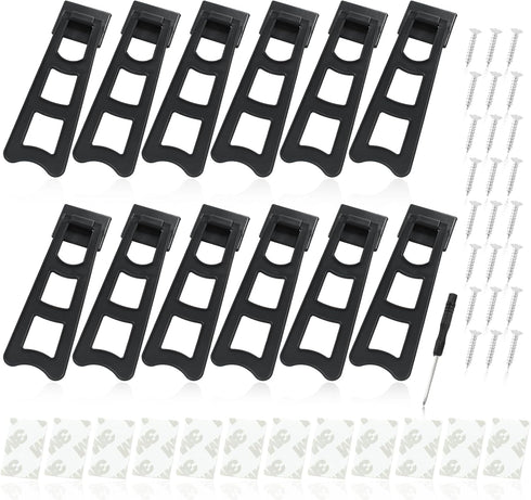 12pcs Easel Back Stand, Plastic Picture Frame Easel Backs, Black Adhesive Easel Back Support, Easel Back Frame Holder with 1pcs Screwdriver...