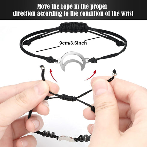 Hicarer 4 Sets Matching Yin Yang Friend Couple Bracelets Pinky Promise Bracelets Sun and Moon Bead Heart Bracelet for BFF Friendship Relationship ...