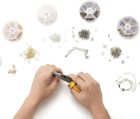 Jump Rings Kit With1000PCS Open Jump Rings 40PCS 12mm Lobster Clasps and Jump Rings Opener for Jewelry Making Keychains and Necklace Repair (Slive...