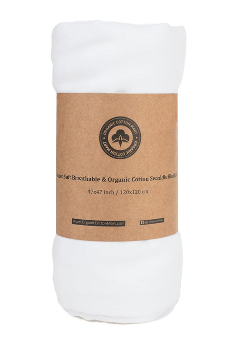 Organic Cotton White Swaddle Blanket for Newborn - 100% Organic, Toxic-Free, All-Natural, Muslin, Newborn Baby Gauze Swaddling Blanket - 100% Cert...
