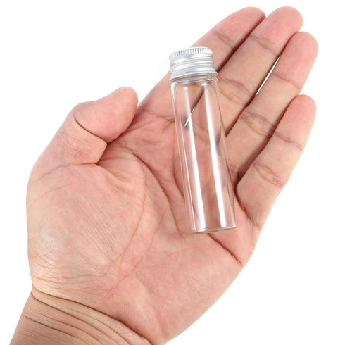 20ml Glass Vials with Screw Caps and Plastic Stoppers, Small Clear Liquid Sample Vial, Leak-Proof Vial, 12PCS...