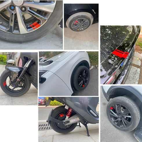 8 pcs Wheel Rim Decal Stripes Car Decals Reflective Car Stickers Automotive Decals Hash Stripe Stickers for 18-21 inch Wheels Tire Rim Safety Deco...