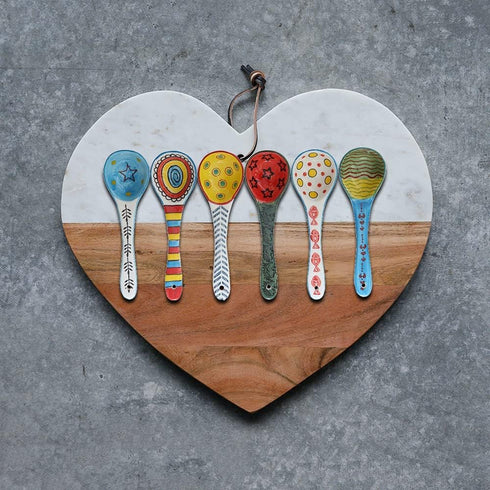 heart & home Ceramic Spoon Set of 6, Ceramic Serving Spoons, Ceramic Spoon for Soup, Colorful Deep Round Soup Spoons, 6.5'' Inches...