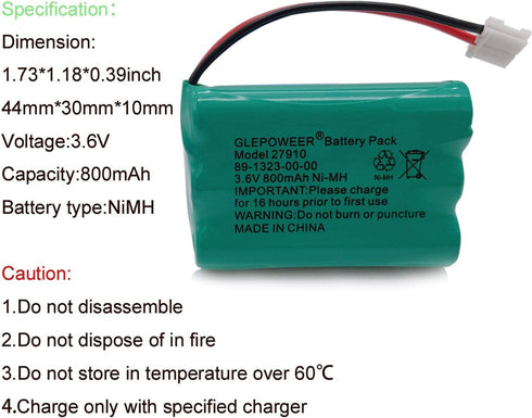 27910 Cordless Phone Battery Compatible with 89-1323-00-00 E1112 E2801 TL72108 SD-7501 23-959 Cordless Handsets(2 Pack)...