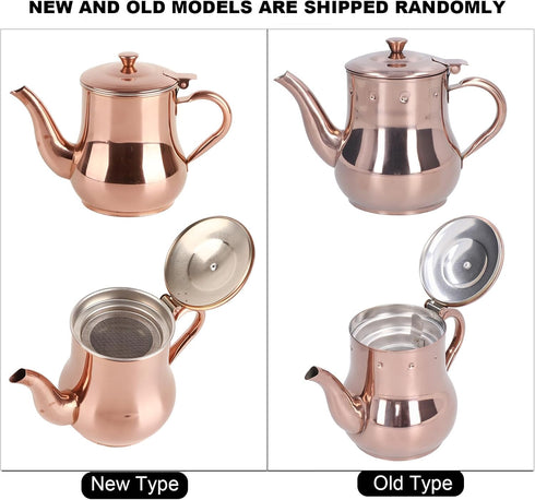 Teapots, 500ML Rose Gold Stainless Steel Teapot Integrated Cover and Anti?scalding Handle Design Tea Pot with Removable Infuser Suitable for Confe...