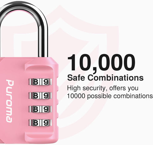 Puroma 1 Pack Combination Lock 4 Digit Locker Lock Outdoor Waterproof Padlock for School Gym Locker, Sports Locker, Fence, Toolbox, Gate, Case, Ha...