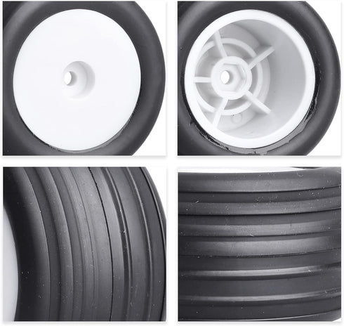 PreGlued 1/18 Buggy Tires 2PCS Front Tires 8mm Hex Wheels for Wltoys Losi Mini-T 2.0 HPI HSP 1/18 RC Off-Road Car (White Rims)...