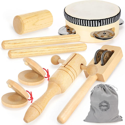 Ehome Toddlers Musical Instruments, Wooden Percussion Kids Baby Musical Instruments, Montessori Musical Toys Set for Kids Childrens Preschool Educ...