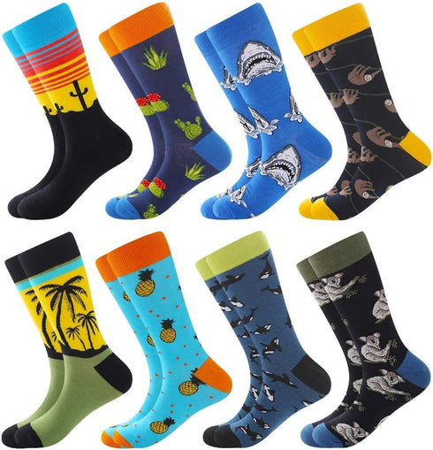BISOUSOX Men's Dress Socks Funny Fun Colorful Crazy Funky Crew Socks for Men Novelty Happy Cotton Size 9-12...