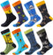 BISOUSOX Men's Dress Socks Funny Fun Colorful Crazy Funky Crew Socks for Men Novelty Happy Cotton Size 9-12...