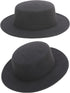 Fashion Classic Black Fedora Flat Hat, Wide Brim Jazz Hats Church Derby Cap for Women and Men...