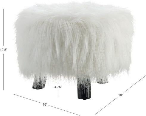 Linon Flokati Foot, 16-Inch, White Stool, 16"W x 16"D x 12.6"H,...