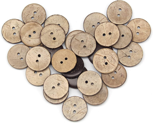 100pcs 20mm(0.787inch) Brown Natural Coconut Shell Buttons, 2 Holes Eco-friendly Wooden Buttons for Sewing, Children Handmade Scrapbooking, Baby C...