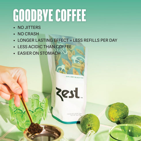 Zest 150mg High Caffeine Energy Leaf Blend - Earl Grey Black Tea - 20 Pack Bag - Hot or Iced - All Natural Strong Flavored Healthy Coffee Alternat...