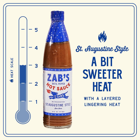 Hot Sauce by Zab's Sweet Heat St. Augustine Style (1 Pack, 6 Fl. Oz) | Signature Slow Burn from Rare Datil Peppers | Plant Based...
