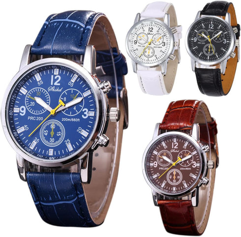 CdyBox Wholesale 4Pack Men Leather Watch Fashion Quartz Wrist Watch Casual Dress Watches...