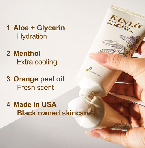 Kinlo Cooling Body Gel Moisturizer 6oz | Aloe vera gel Cooling Hydrating Skin Care Body Lotion | Aloe + Glycerin + Menthol| Black Owned Skincare...