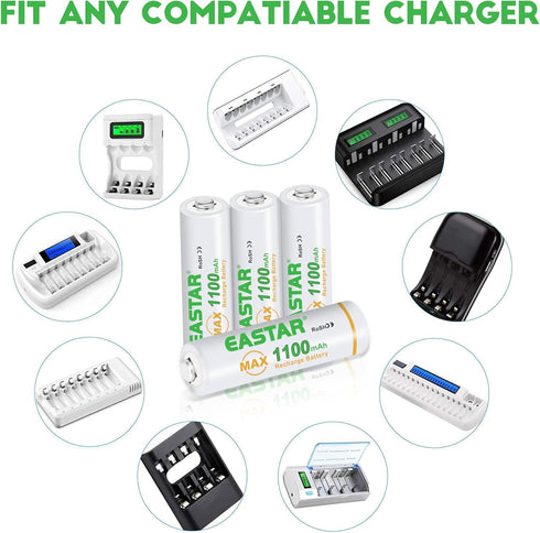 Rechargeable AAA Batteries - 1.2V Ni-MH Triple A Battery with High Capacity 1100mAh, Low Self Discharge, 1000 Cycles Rechargeable 3A Battery for N...