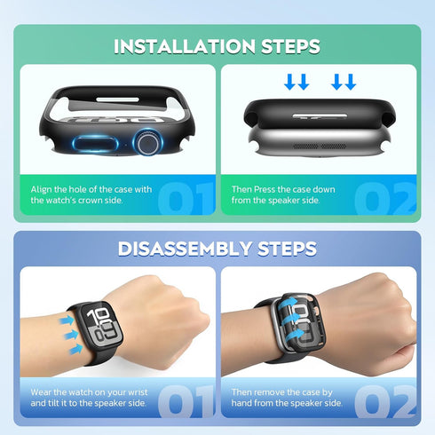 Misxi 2 Pack PC Case with Tempered Glass Screen Protector Compatible with Apple Watch SE 2 (2024) SE Series 6 Series 5 Series 4 40mm, Shockproof P...