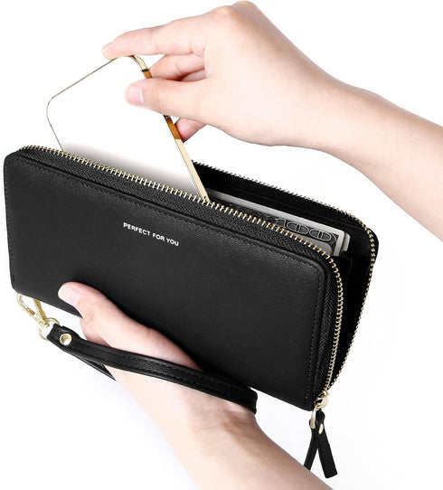 Badiya Womens Wallet RFID Blocking Credit Card Holder Large Capacity Leather Zip Around Wallets Clutch Wristlet...