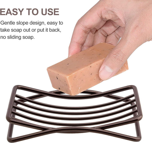 Soap Dish for Shower Bathroom Bar Soap Holder, Stainless Steel Self-draining Sponge Holder for Kitchen Sink Bathtub, Easy Cleaning Quick Dry, Bron...