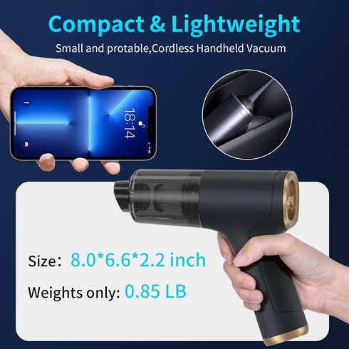 Handheld Cordless Car Vacuum Cleaner for Crevice Cleaning, 2 in 1 Dust Buster & Air Blower, 6000PA Portable Mini Hand Held Rechargeable Vacuum Cle...