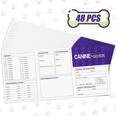 Eaasty 48 Pack Dog Vaccine Record Book Puppy Vaccination Record Card Foldable Puppy Vaccines Shot Record Canine Health Record Booklet Dog Nursing ...