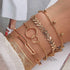 Boho Stackable Circle Bracelet Set Gold Fish Bone Layered Beaded Paperclip Link Bracelet Chain Jewelry for Women(4PCS)...