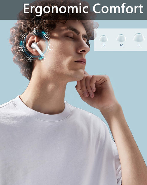 Wireless Earbuds,Bluetooth 5.3 Earbuds Built in 4 ENC Stereo Microphone Bluetooth Headphones 42H Playtime with Charging Case IPX7 Waterproof Mini ...