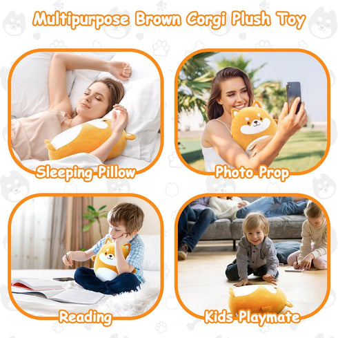 16 inch Shiba Inu Plush Pillows Corgi Plushie Stuffed Animals with Hand and Feet, Giant Corgi Plush, Dog Plush Pillow Hugging Pillow Cushion Soft ...