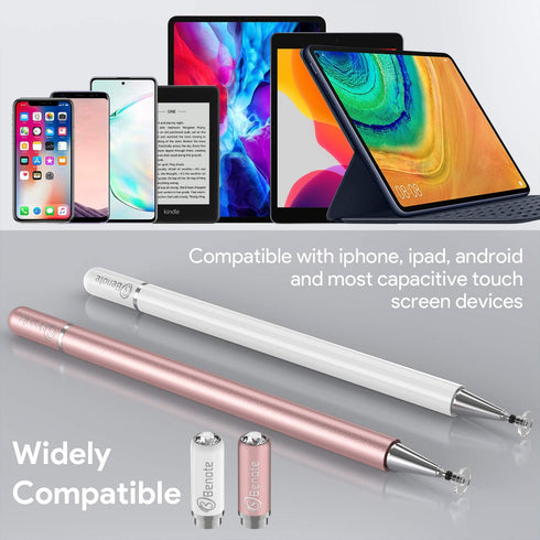 Benote Stylus Pen for Touch Screen, Fine Tip Stylus with Rubber Tip Disc Tip High Sensitivity Drawing Writing Tablet Pen for ipad, iPhone, Apple, ...