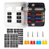 6 Way Fuse Block, 12V Waterproof Boat Fuse Panel with LED Warning Indicator Damp-Proof Cover, 6 Circuits with Negative Bus Fuse Box for Auto Car M...