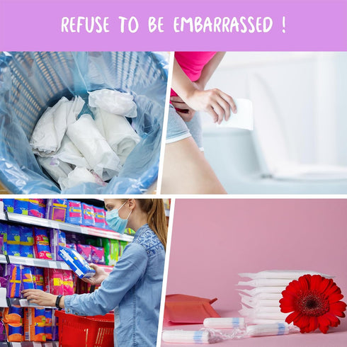 Sanitary Napkin Disposal Bags Individually Wrapped, 100 Pack Feminine Hygiene Disposal Bags, Privacy Protection, Pad, Tampon Bags for Bathroom, Pi...