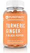 Turmeric Ginger & Black Pepper Gummies for Adults – Turmeric Curcumin Chewables to Support Joint Health, Delicious Peach Flavor – Gluten Free, Veg...