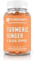 Turmeric Ginger & Black Pepper Gummies for Adults – Turmeric Curcumin Chewables to Support Joint Health, Delicious Peach Flavor – Gluten Free, Veg...
