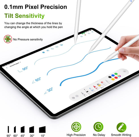 Wireless Charging Pencil 2nd Generation, Pencil for Apple iPad 2nd Generation Stylus Pen for iPad Pro with Bluetooth Palm Rejection Tilt Sensitivi...