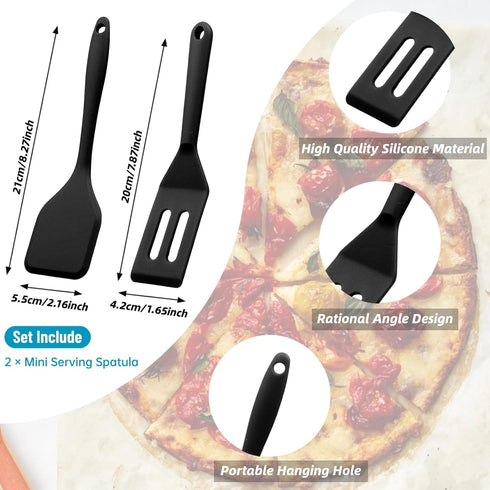 Mini Silicone Brownie Serving Spatula Set Flexible Non Stick Serve Turner Heat Resistant Cooking Spatula for Flip Eggs Crepe Steak Pizza Kitchen U...