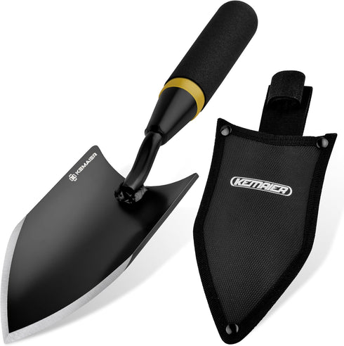 Heavy-Duty Gardening Hand Trowel with Sheath - Stainless Steel Garden Shovel Featuring a Rubberized Handle, Perfect for Diligent Farmers' Soil Pla...