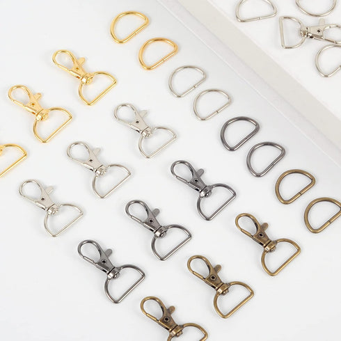 100PCS Premium Swivel Snap Hooks and D Rings, Swivel Snap Hooks for Keychain and Sewing Project(3/4" Inside Width) Silver...
