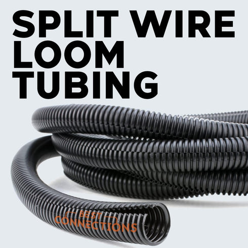 3-Pack (1/4", 3/8", 1/2" x 20 ft Each) Assorted Split Wire Loom Flex-Guard Convoluted Tubing – Protective Split Cable Sleeves/Conduit for Automoti...