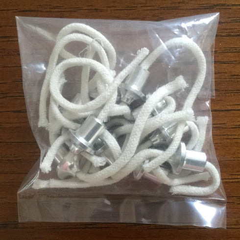 Firefly Fuels Small 5/16” Aluminum Wick Holders with 2.6mm Cotton Wicks 10-Pack – Pre-Threaded Reusable Set for Small Refillable Oil Lamps, Reusab...