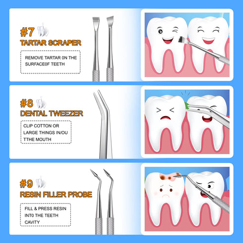 Dental Tools, Sopito 11PCS Teeth Cleaning Tools Stainless Steel Dental Scraper, Home Use Basic Dental Tool Set...